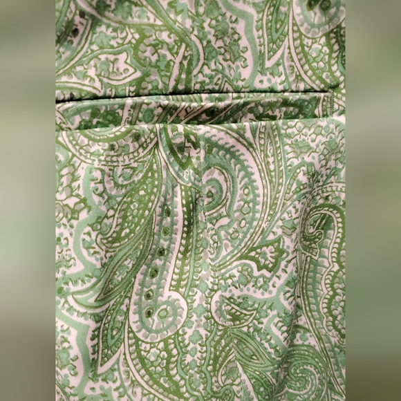 Talbots green paisley "Curvy" w/ vent pants sz 6P - Picture 5 of 9